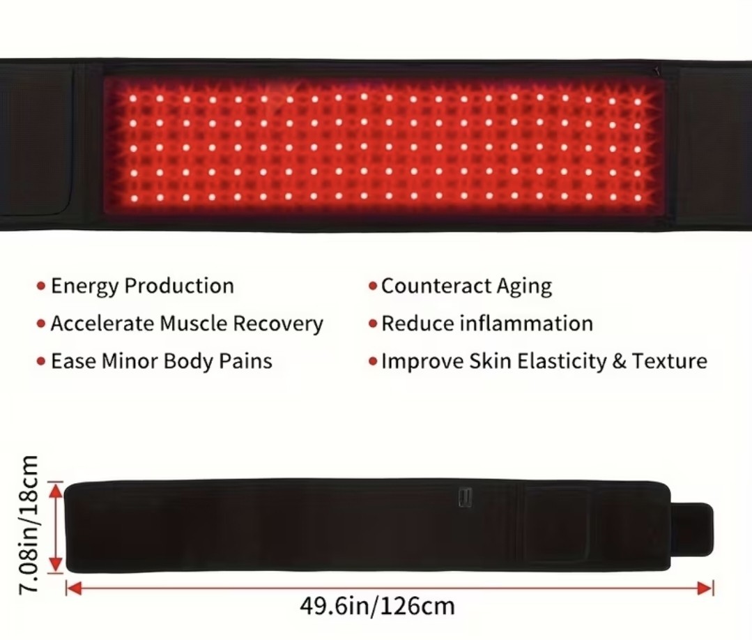 Red Light Therapy Belt, Body Device Wireless Rechargeable Controller with Timer