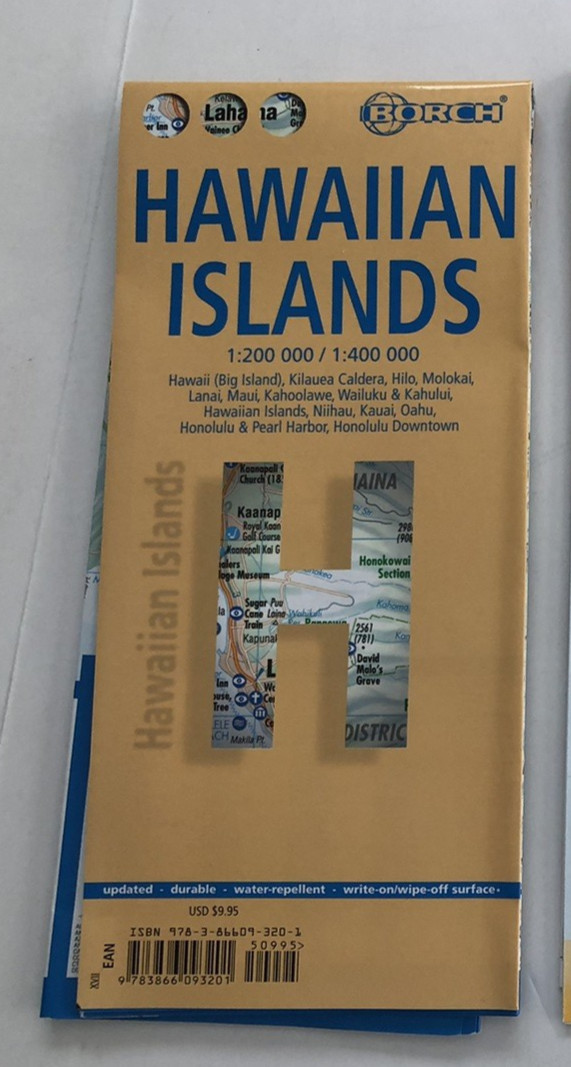 Map of the Hawaiian Islands, Folded & Laminated Borch Road Map