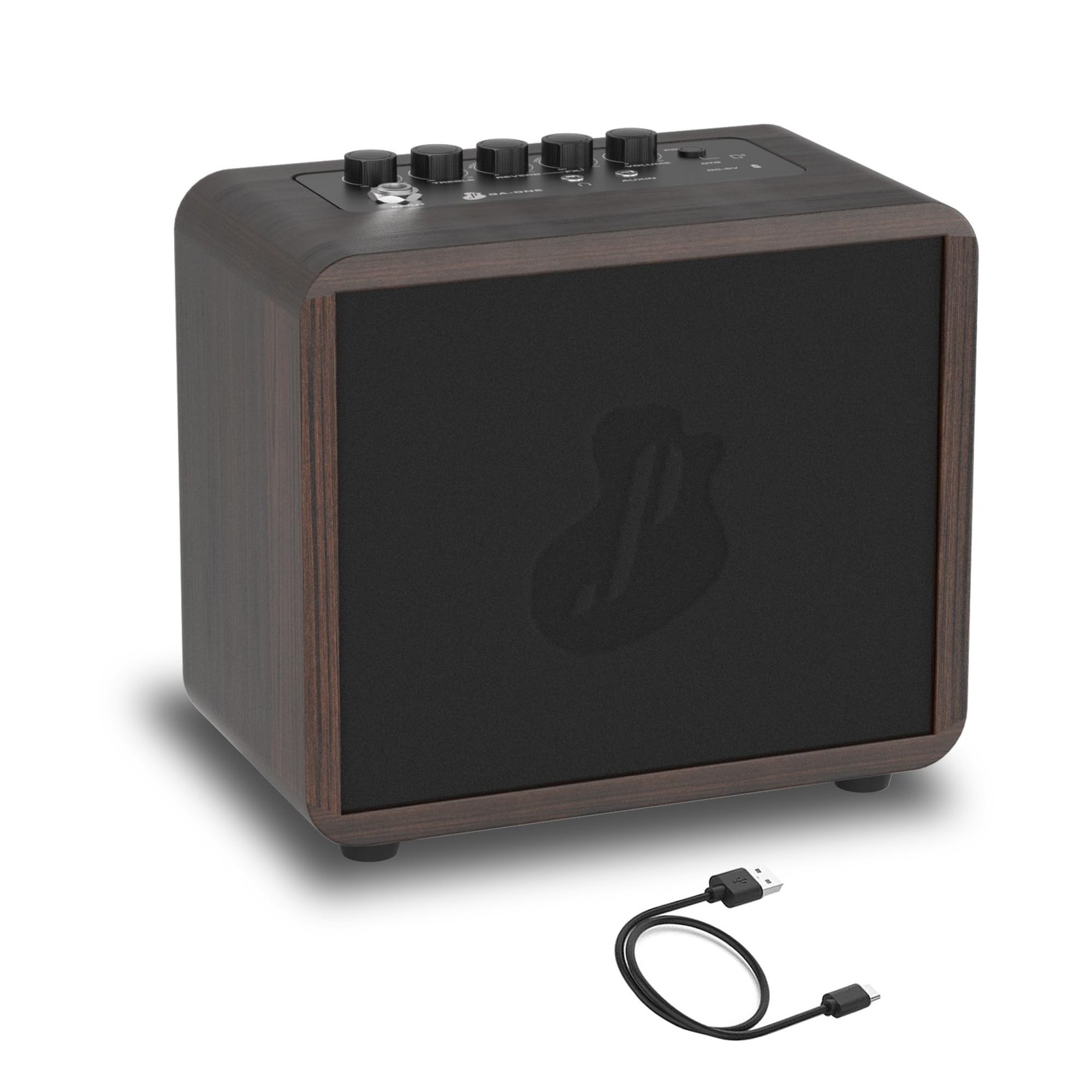 15W Mini Guitar Amp, Portable Acoustic/Electric Guitar Amplifier Rechargeable...