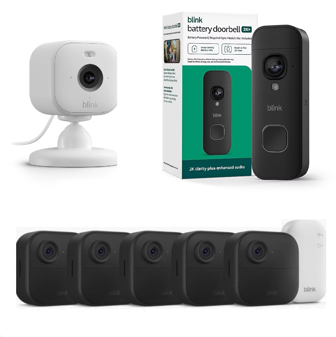 Blink 7 Camera Whole Home Security System Smart Outdoor 4 XR + Doorbell + Mini 2