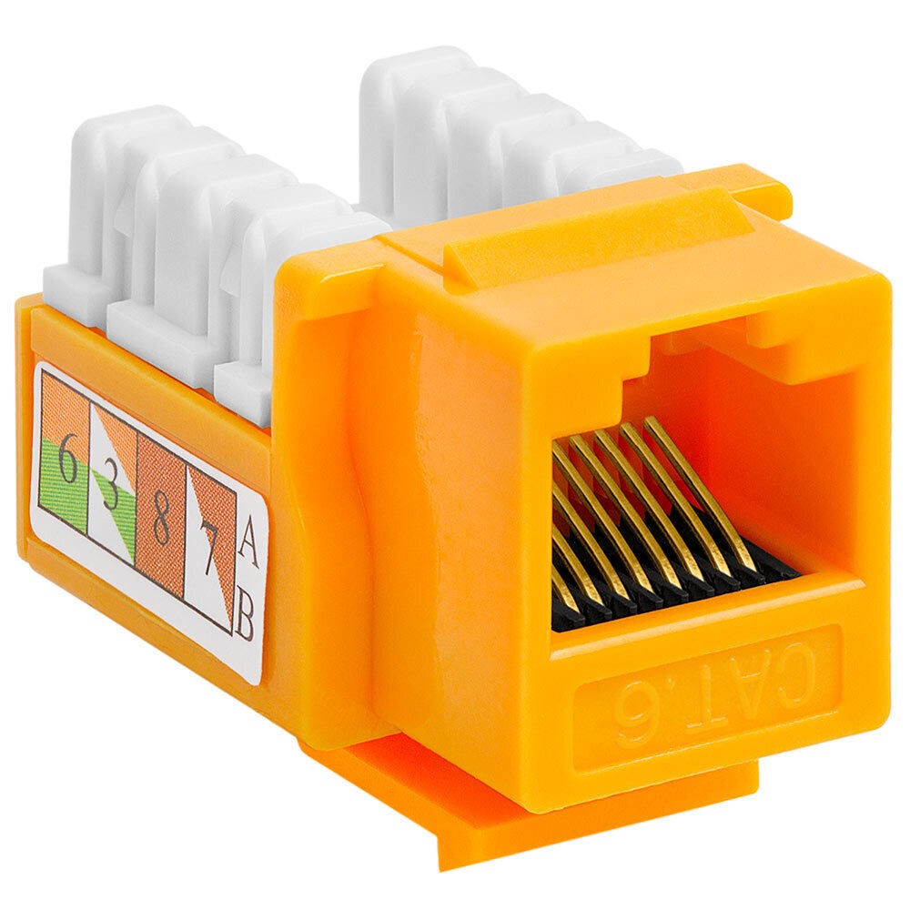 Cat6 Keystone Jack RJ45 Ethernet Connector 110 Punch Down for Patch Panel Yellow