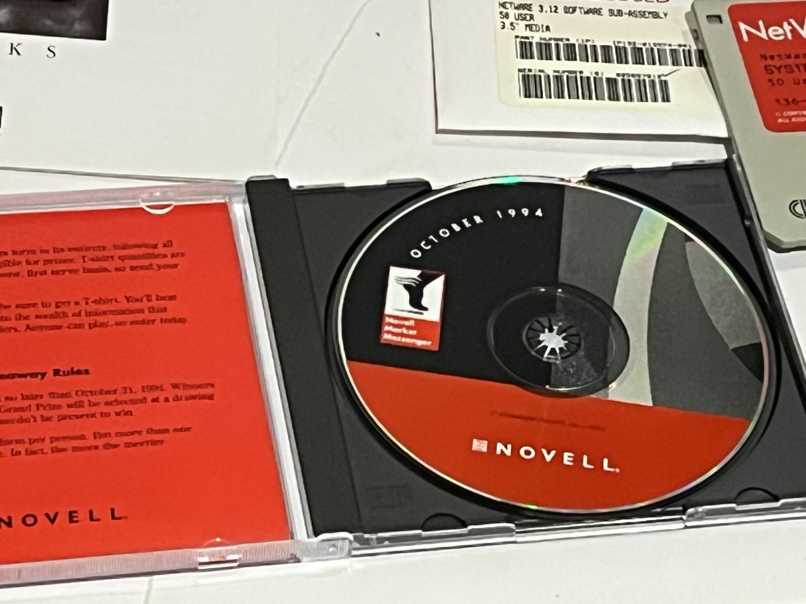 Novell Netware 3.12 50 User Kit CD and Diskette - Original Box