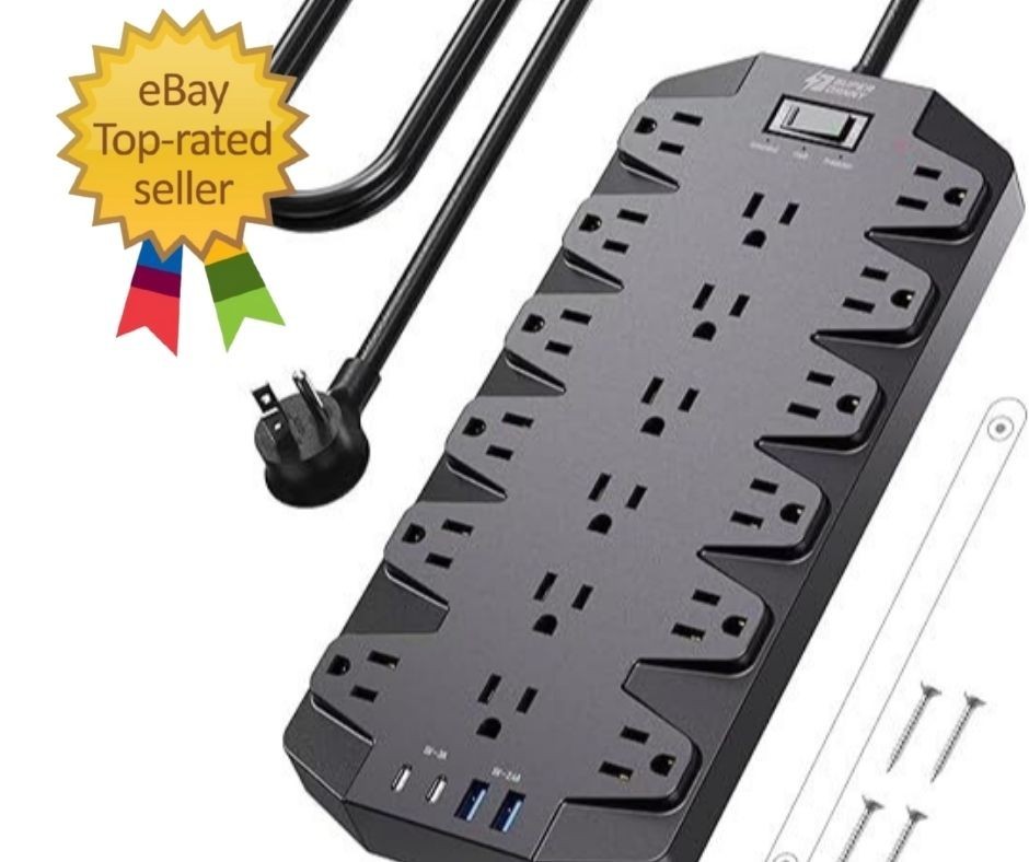 Surge Protector Power Strip, SUPERDANNY 18 AC Outlets with 4 USB Ports, 1875W/15