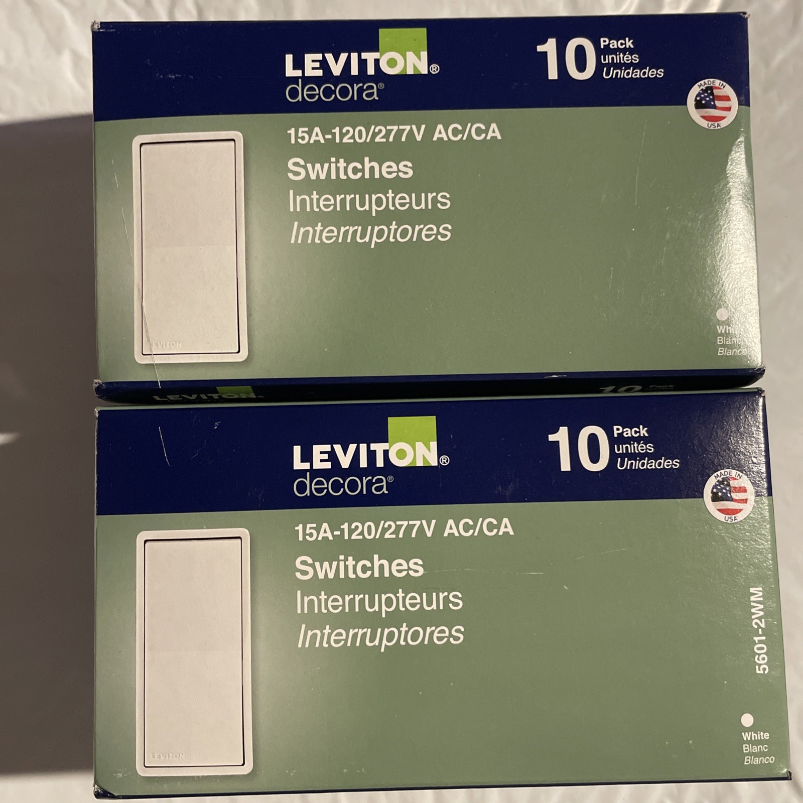 (20) Leviton Decora Single Pole Switches 15 Amp 120/277 Volt (White)