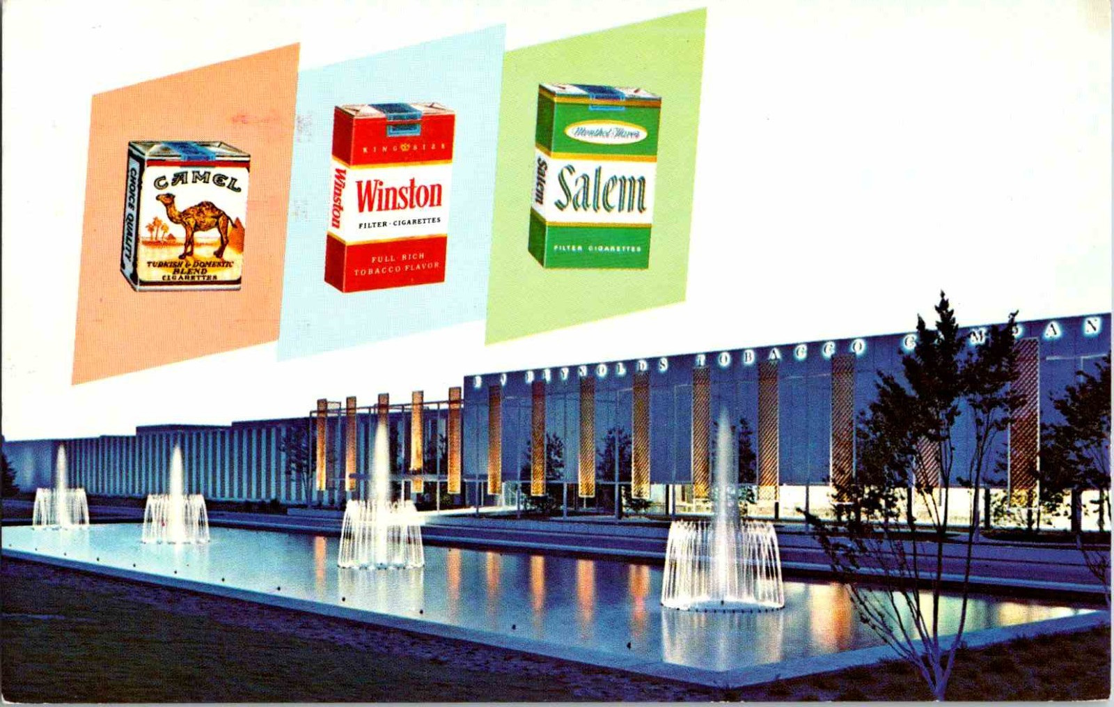 Postcard Winston-Salem NC Whitaker Park RJ Reynolds Tobacco Co. cigarette advert