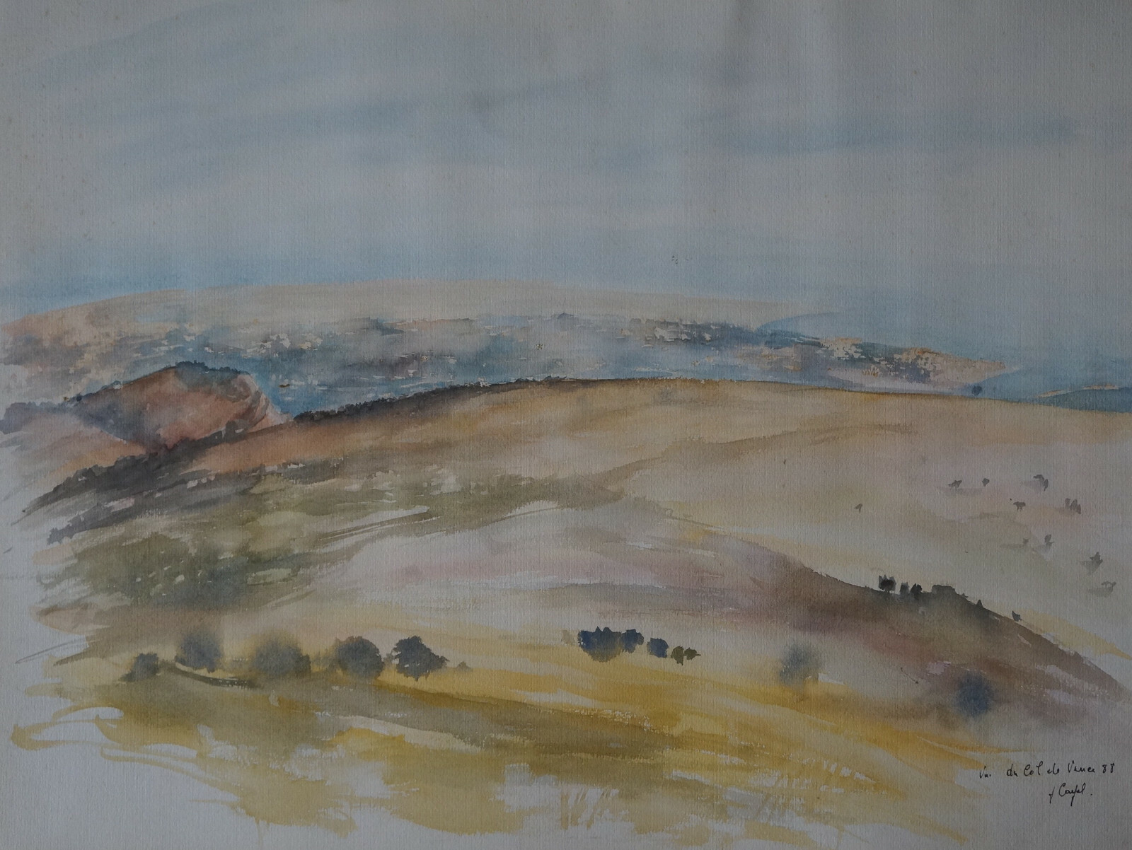 J. Cayol (20th) - Watercolor "Cue du Col de Vence" Signed