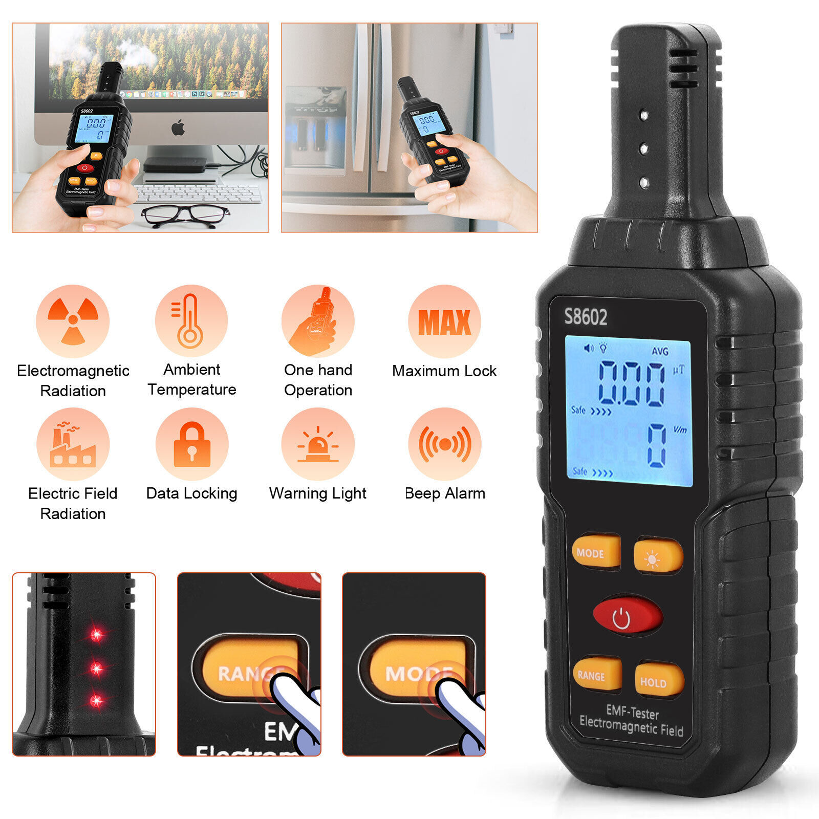 Digital LCD EMF Meter Electromagnetic Radiation Detector Tester Geiger Counter