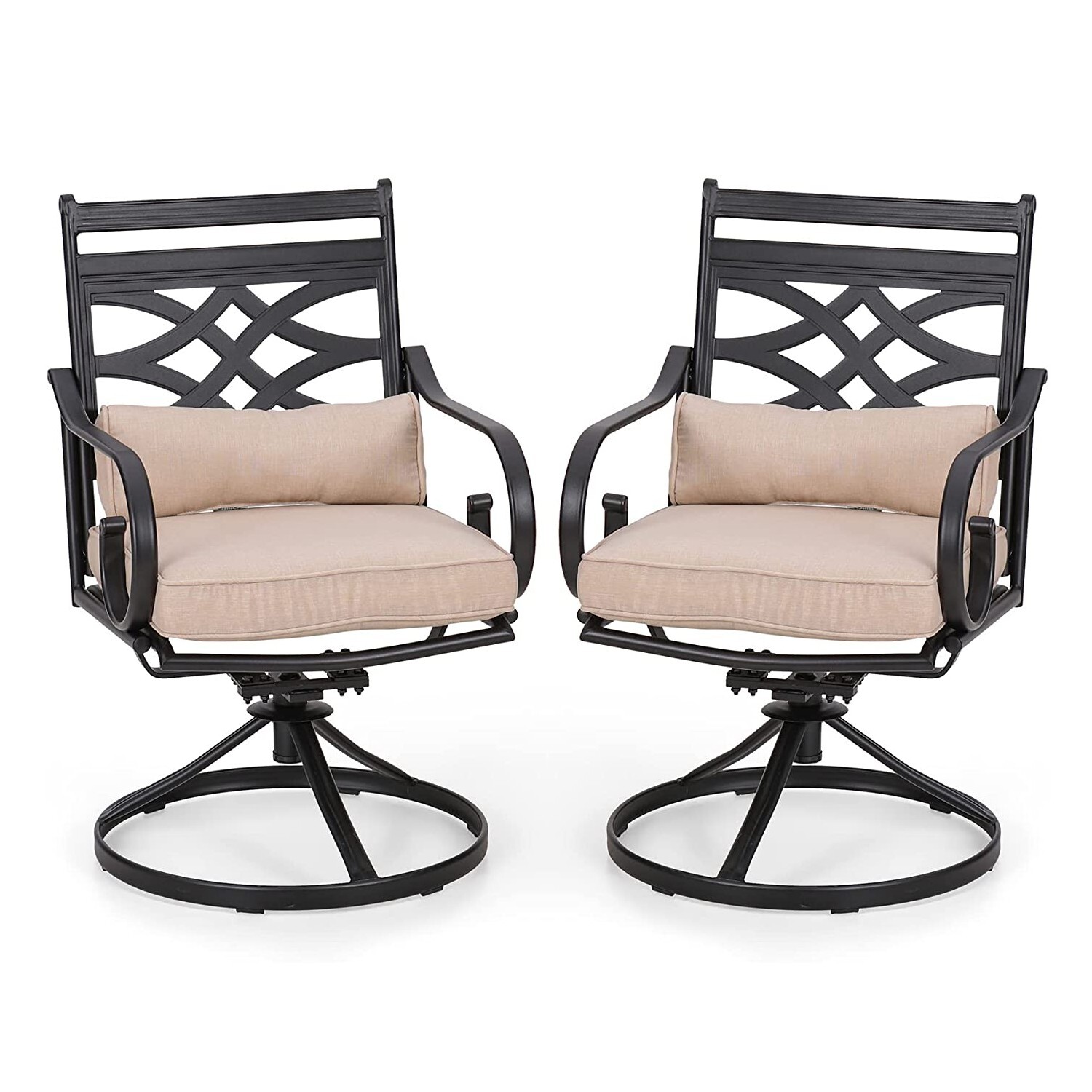 Patio Chair Set of 2 Outdoor Swivel Dining Chairs High Back w/ Cushion