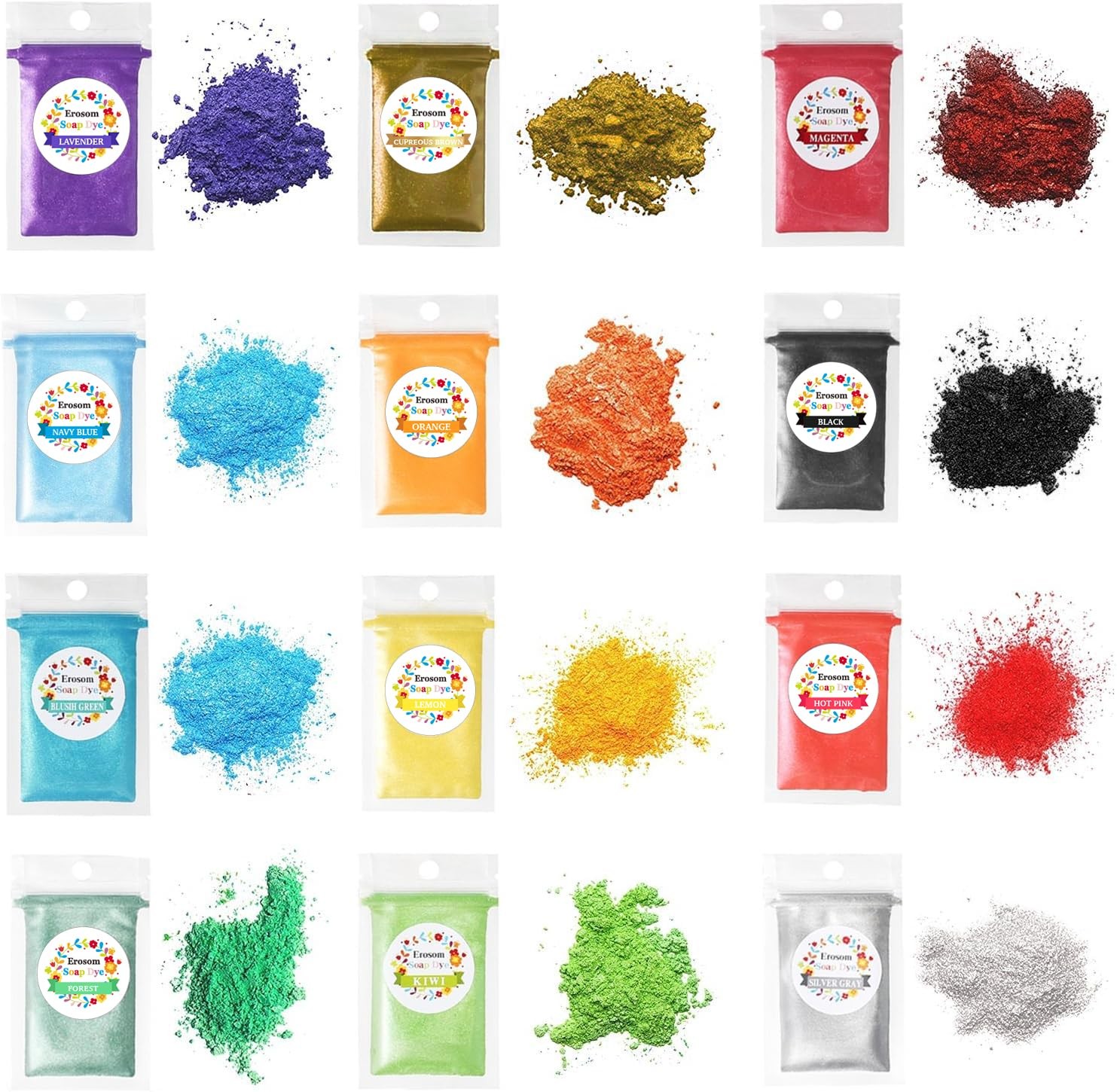 12 Colors Mica Powder Pigments Soap Dye for Coloring - 12 Color