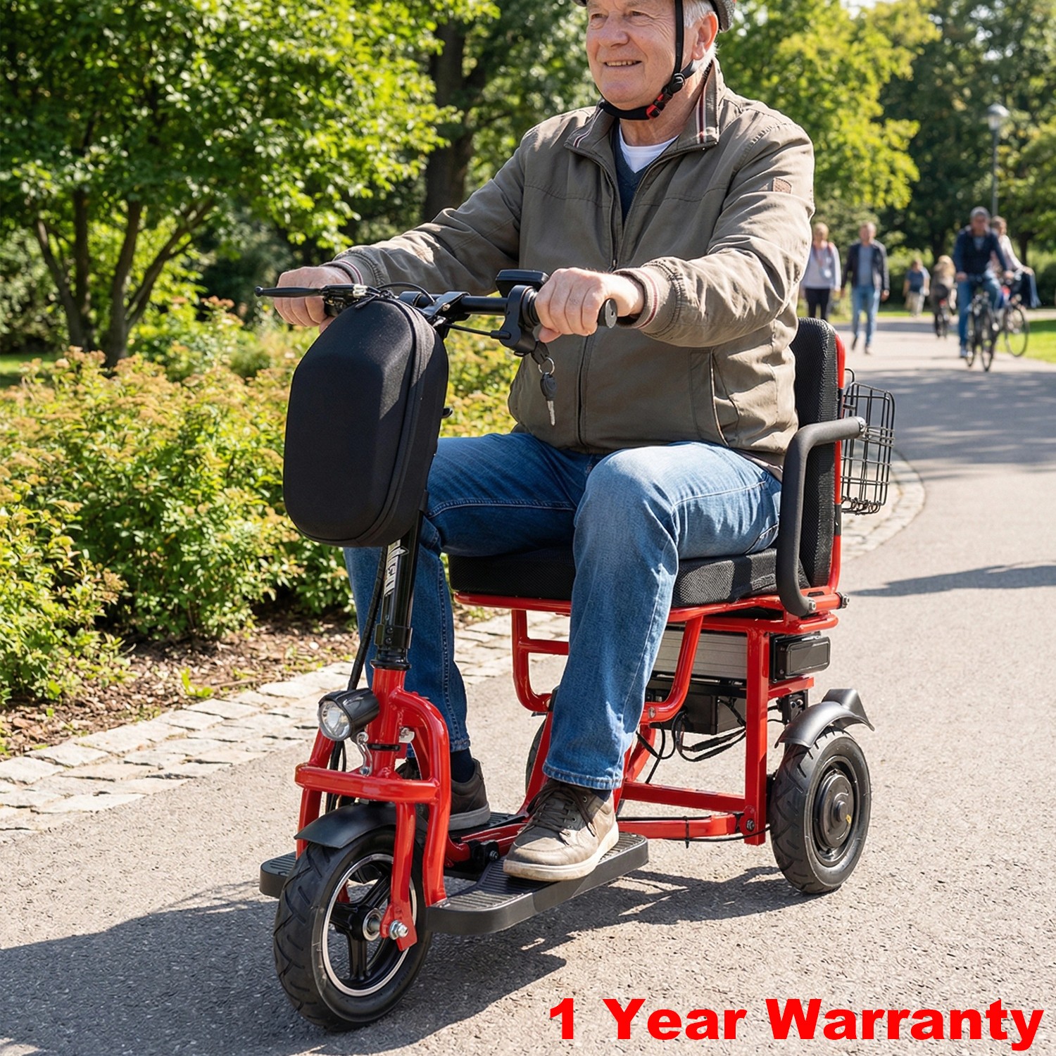 700W Dual Motor 3-Wheels Folding Senior Electric Mobility Scooter 48V/10Ah 300lb
