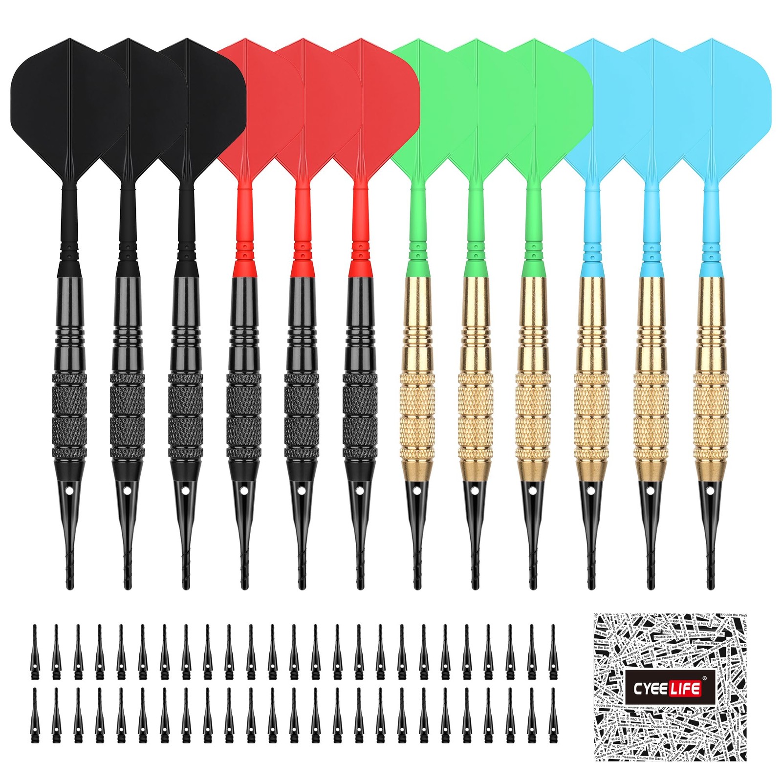 CyeeLife Darts Plastic Tip,Soft Tip Set,12 Pcs 18 Gram with 50 Extra...