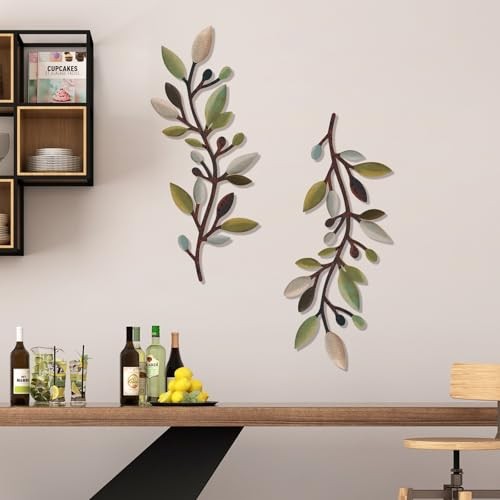 Zzbakress 2 Pcs Colorful Tree Leaf Wall Art Decor Vine Home Wall Decor Unique