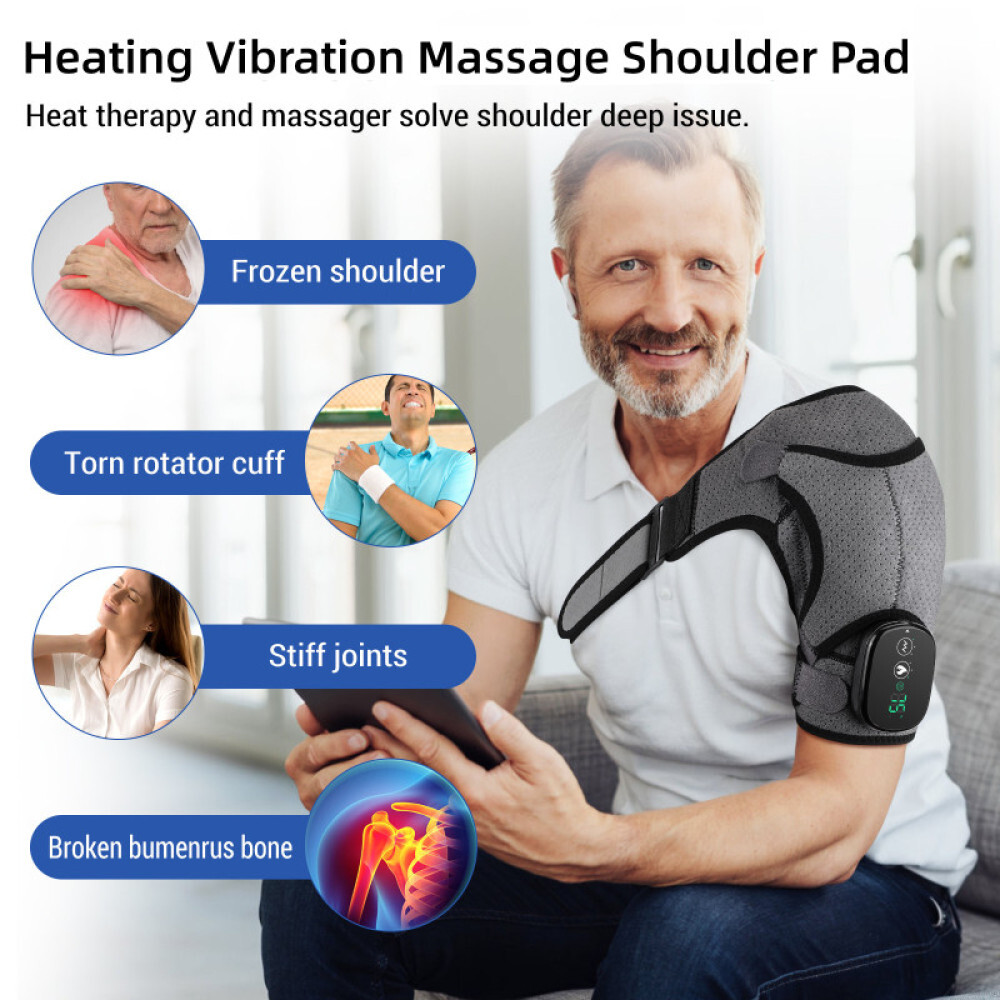 Electric Heated Shoulder Brace Massage Rotator Cuff Support Compression Wrap