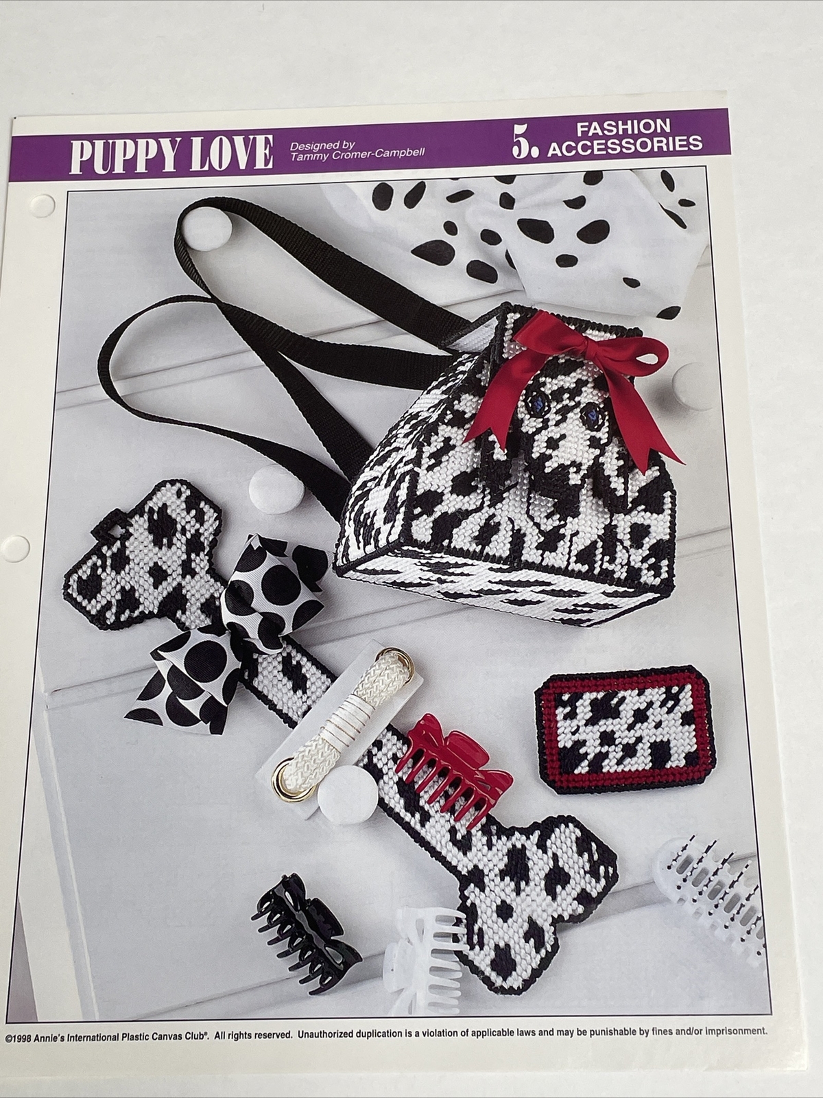Puppy Love Purse Barrette Topper & Bone Annie's Plastic Canvas Pattern