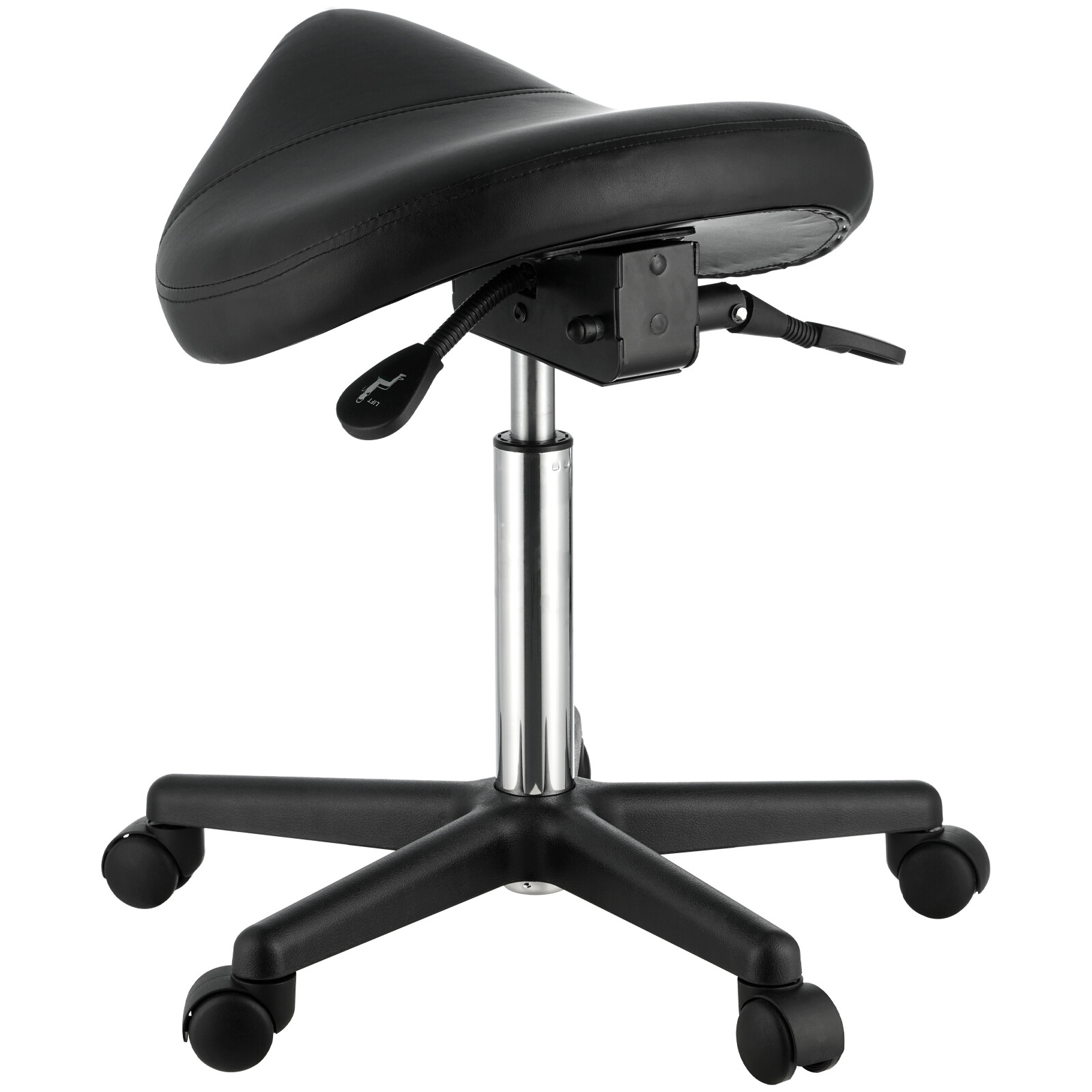 VEVOR Saddle Stool Rolling Chair Saddle Chair with Wheels Thickened PU Leather