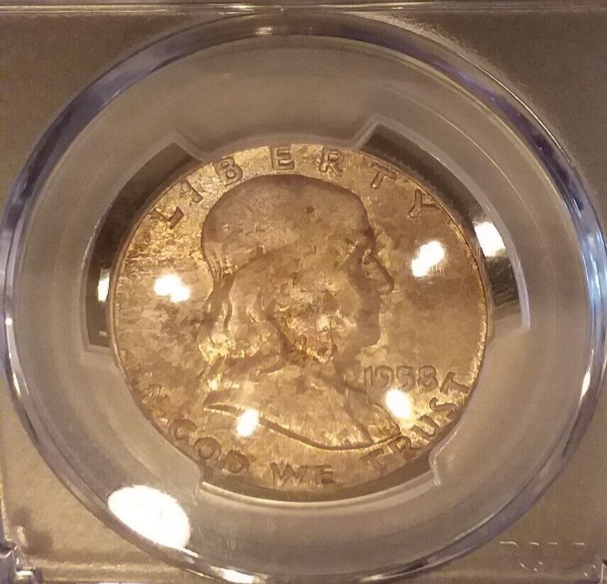 1958 PCGS MS66 FRANKLIN HALF *** SUPERB MINT STATE - BEAUTIFUL 2-SIDED TONE ***
