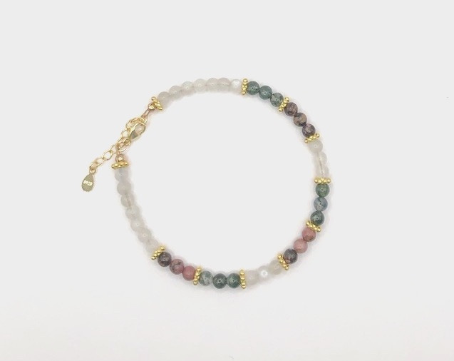 Tiny Multicolor Gemstone Beaded Bracelet, Moonstone