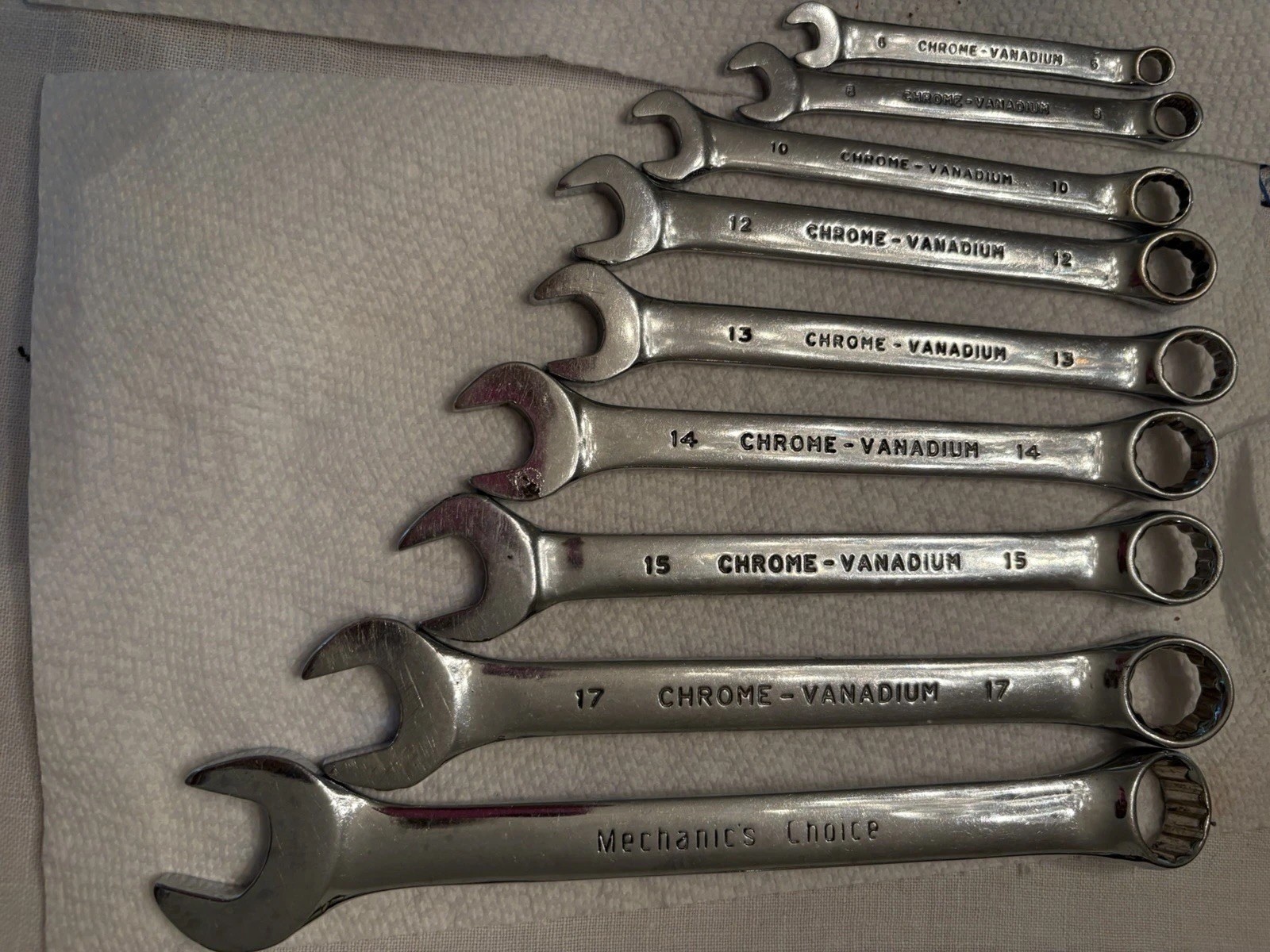 Nine 9 Piece MECHANICS CHOICE METRIC COMBINATION WRENCH TOOL SET 6mm To 19mm