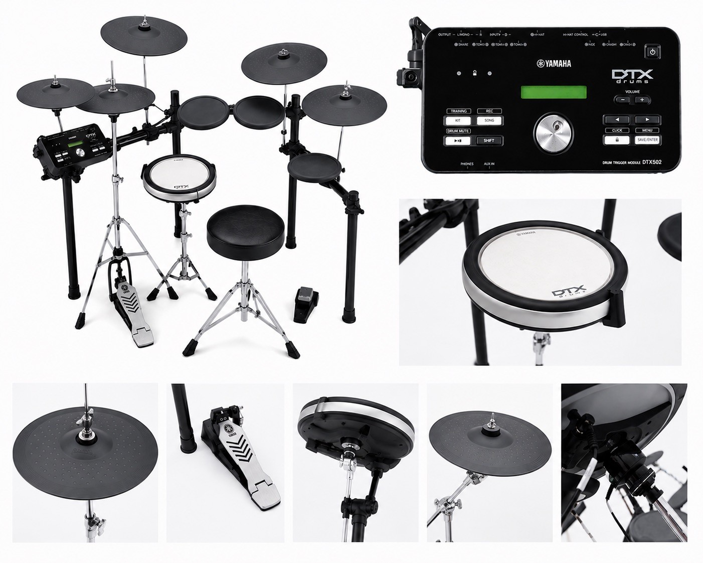 Upgraded Yamaha DTX502K Electronic Drum Kit, Programmable