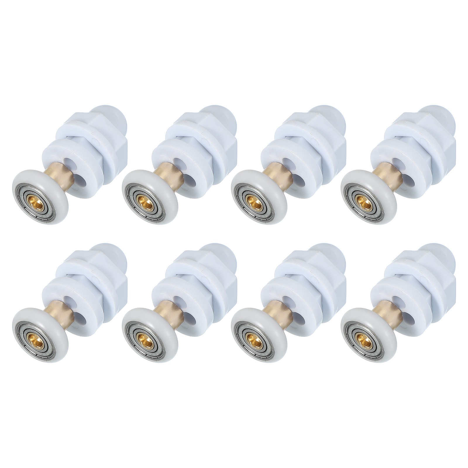 8 Pcs 19mm Shower Door Rollers Copper Rod Pulley Wheels Replacement White