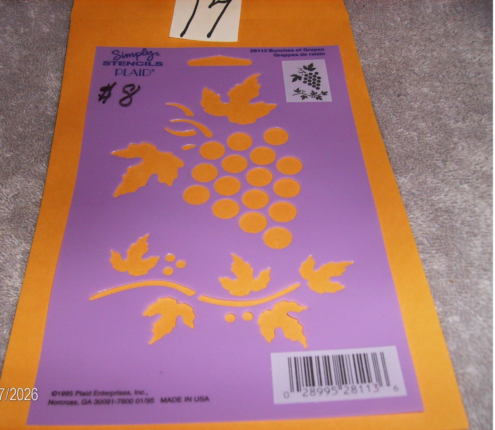 BUNCHES OF GRAPES PURPLE STENCIL BY SIMPLY STENCILS 6" x 8" MADE IN USA! CRAFTS
