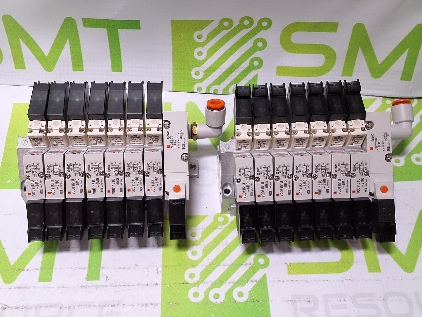 SMC PNEUMATIC 7X SOLENOID VALVE MANIFOLD VQZ235-6LO WITH 7 PORTS