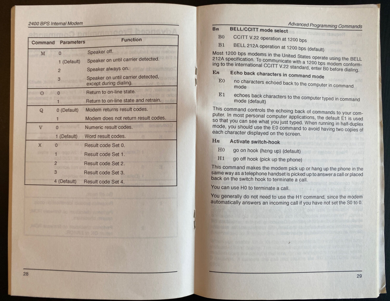 Vtg & Orig User's Guide / Manual for Tandy 25-3525 2400BPS Internal Modem EUC