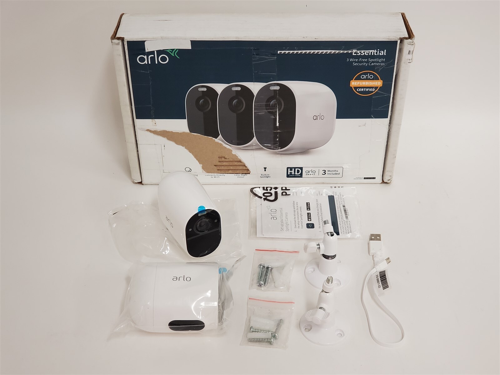 2 Pack Arlo VMC2230-100NAR Essential Spotlight Wireless Security Video Camera