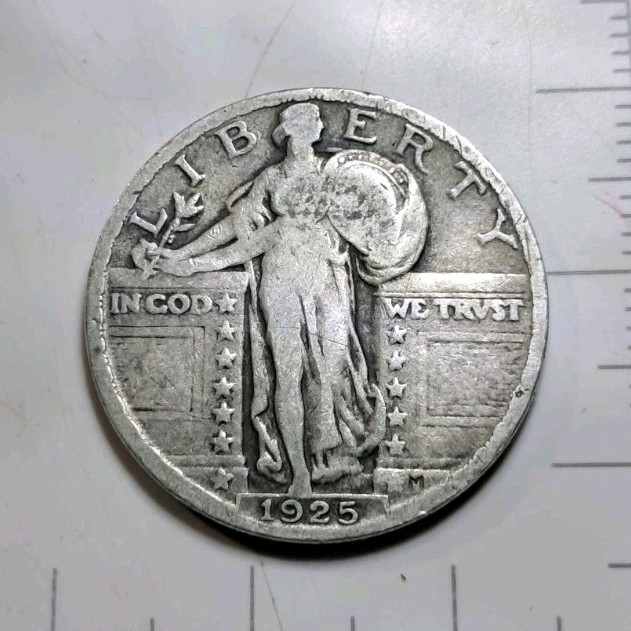 1925 Standing Liberty Quarter 25C Silver Circulated US Coin