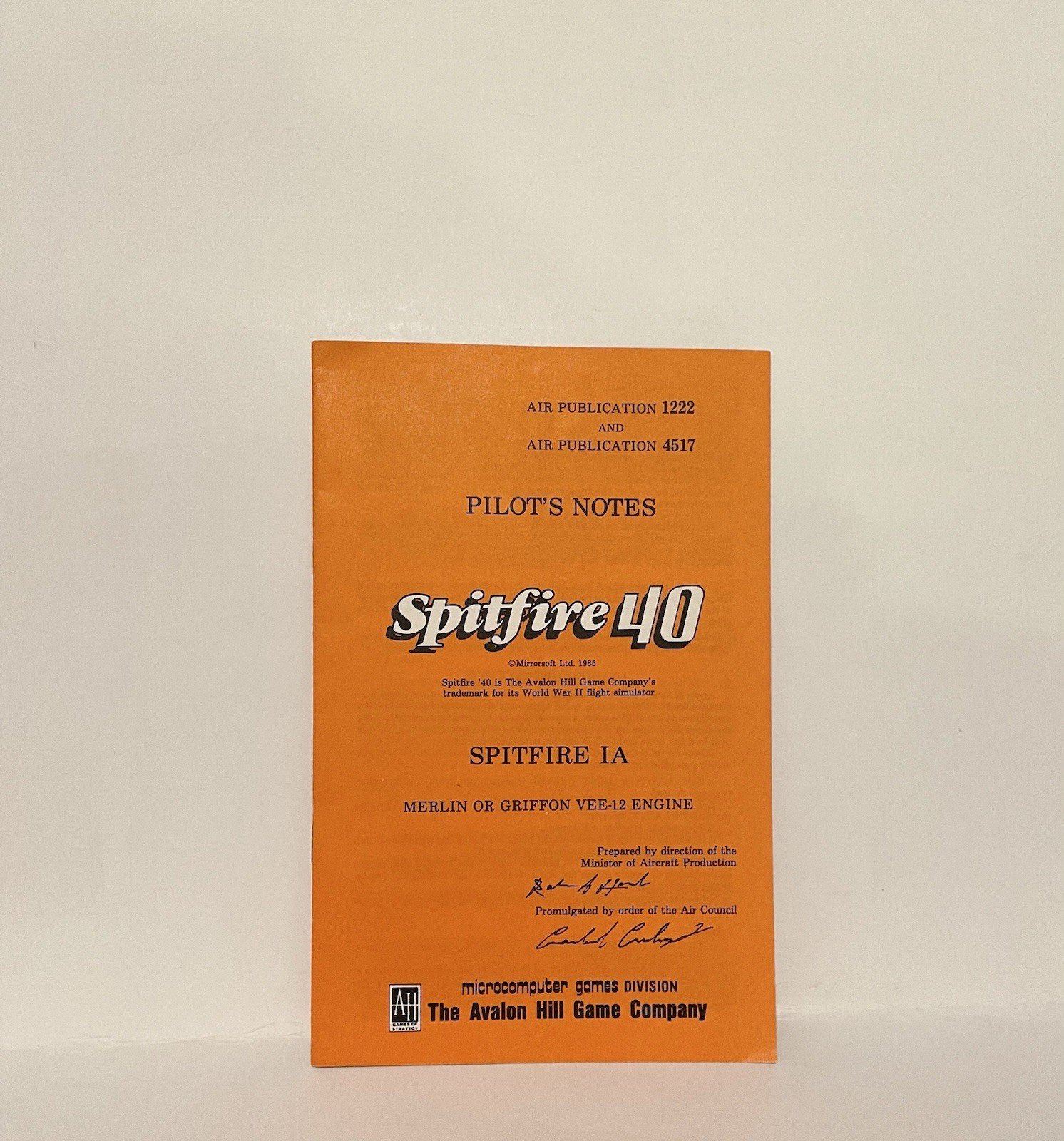 Spitfire 40 Pilot Notes The Avalon Hill Game Company PUBLICATION PAMPHLET ONLY