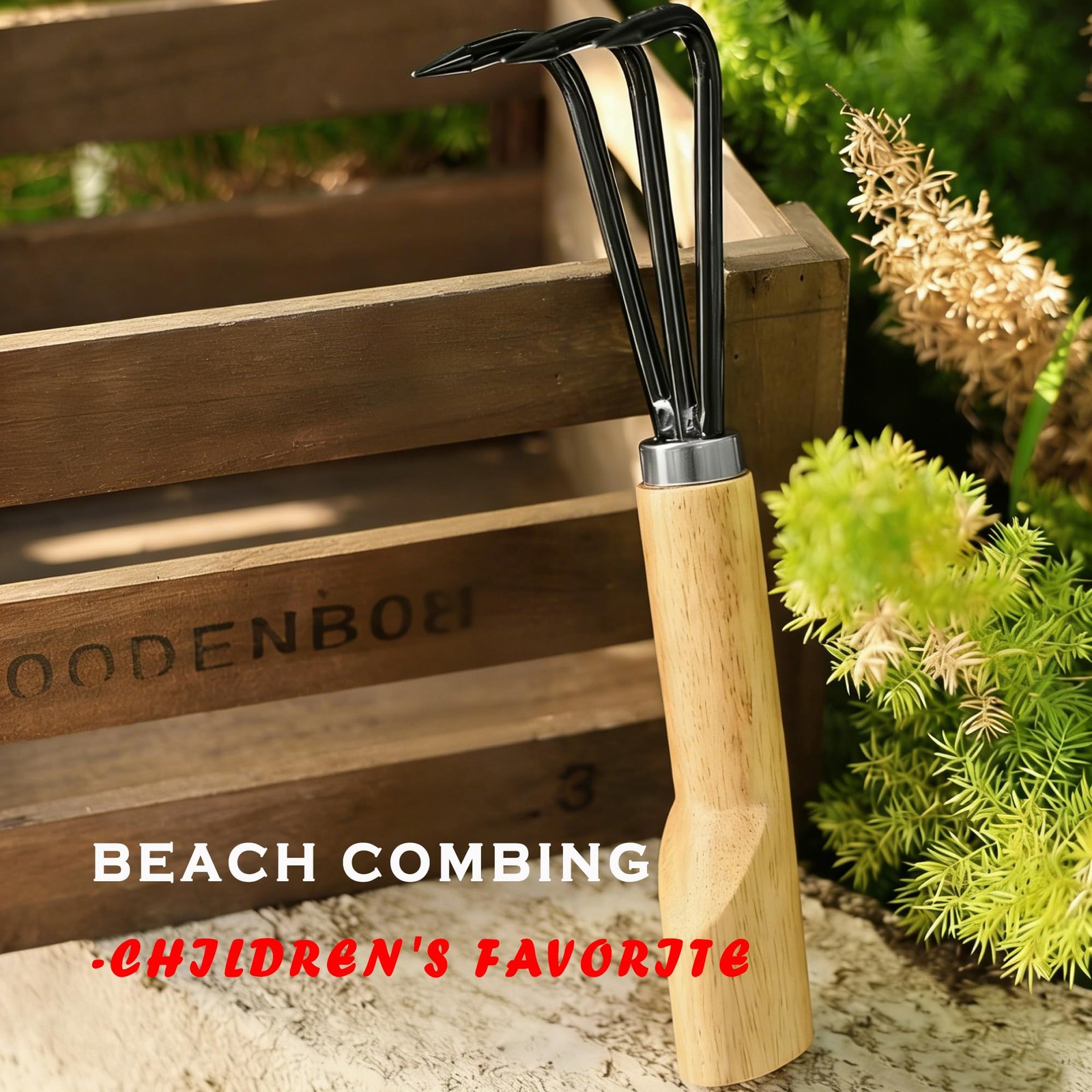 Garden Rake 3-Claw Japanese Landscape Dethatcher Thatching Beach Combing Rake...