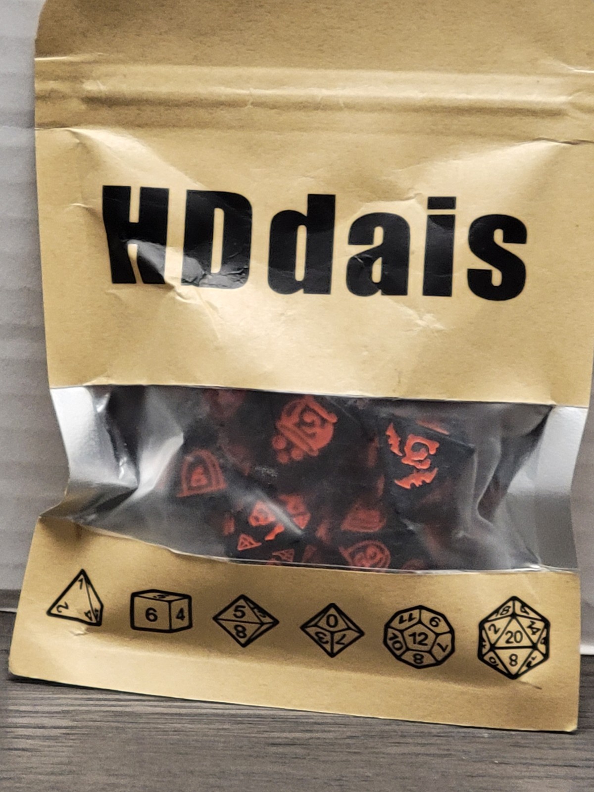 Full Set 7 Dark Halloween dice-Dungeons and Dragon Raised DiceFULL SET OF 7