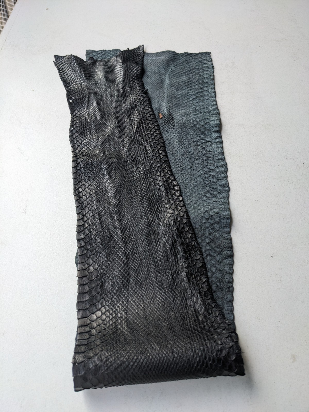 Genuine Python Snake Skin Piece Sankeskin Leather Aniline Black 40" Long