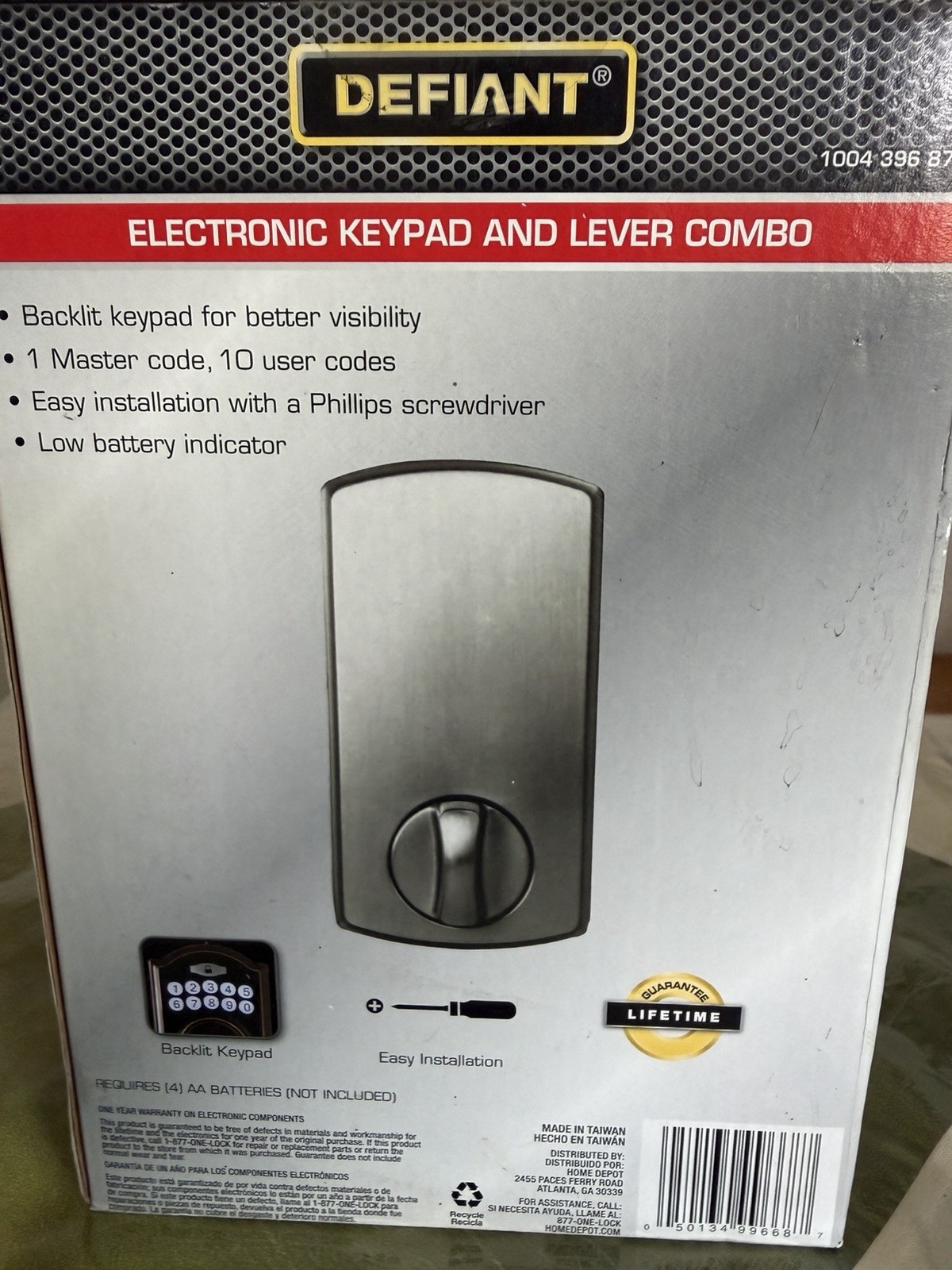 Defiant Electronic Keyless Entry Door Lock Set Backlit Auto-Lock Aged Bronze