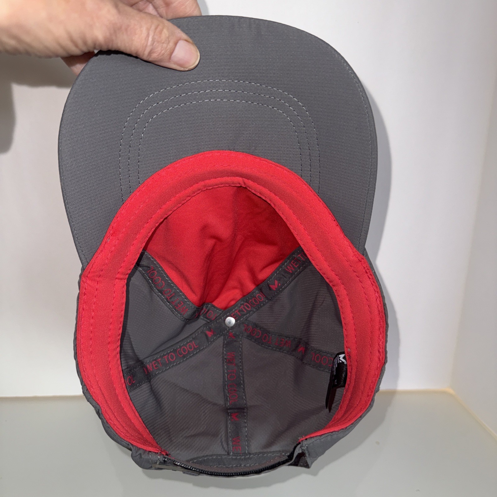 Mission Letters Logo in Pink on Gray Lite Wt Hat Cap Hook Loop