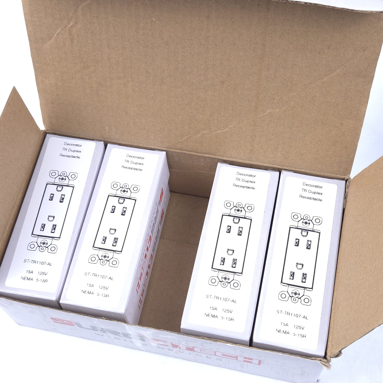 8 Pack Light Almond Decora Duplex Receptacles Outlet