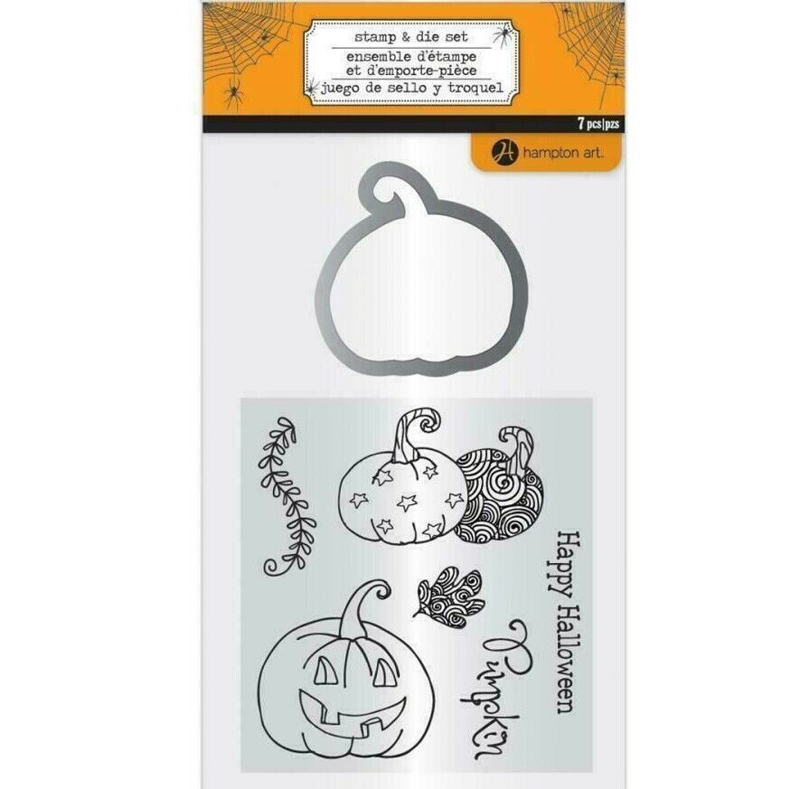 HAMPTON ART Clear Stamp & Die Set 4" x 8" - PUMPKIN FUN - 7 pcs