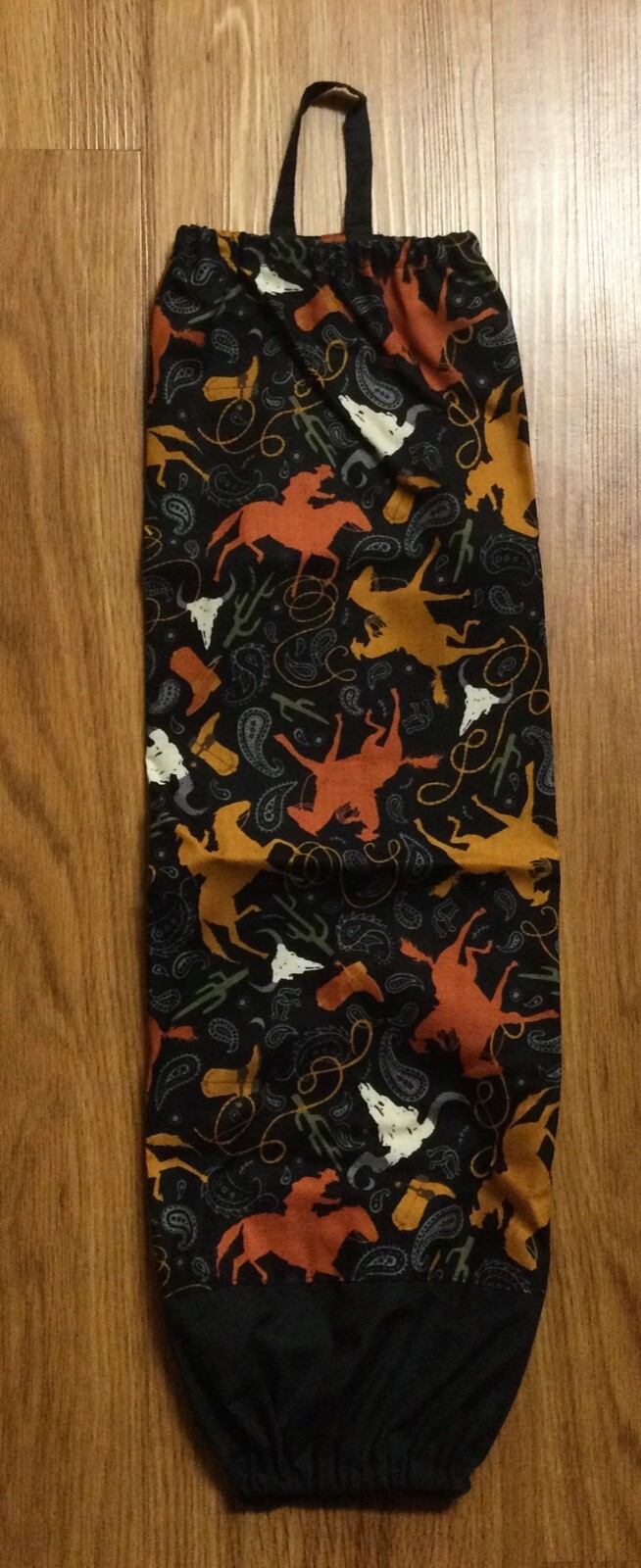 Hand/Homemade Plastic Grocery Bag Holder; COWBOY Theme (#39); FREE SHIPPING