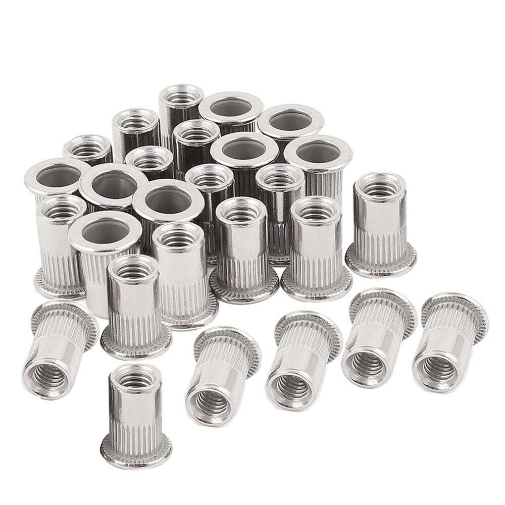 50x Heavy Duty Stainless Steel Rivet Nuts Threaded Insert Nutsert Rivnut M6x15mm