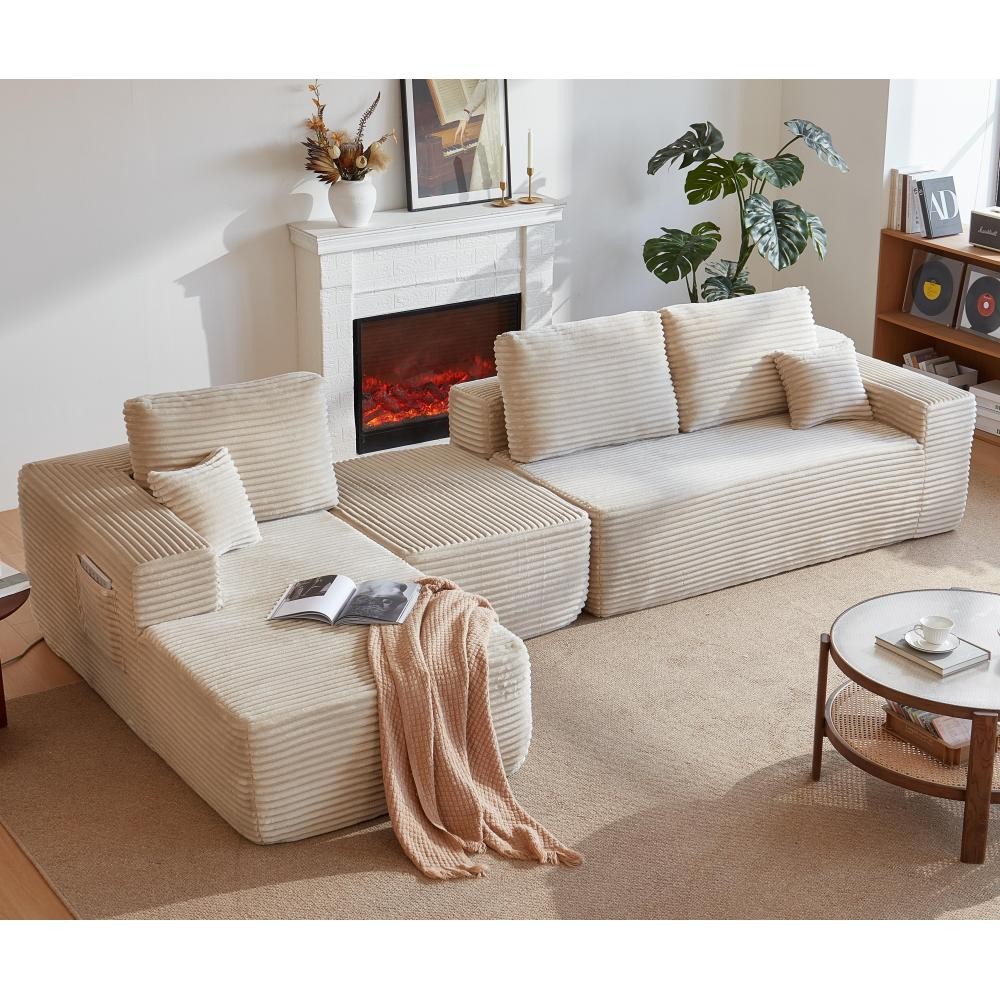U-Shaped Sectional Sofa with Chaise Lounge, Modern Fabric Couch