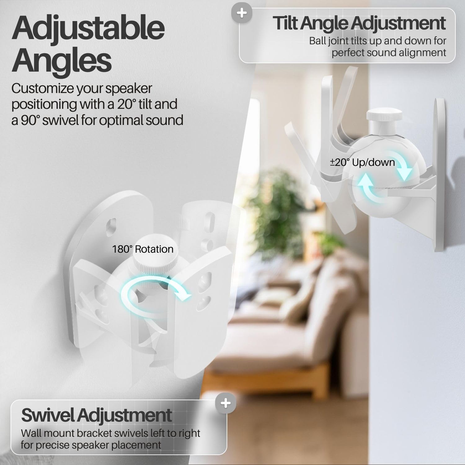 TNP Universal Satellite Speaker Wall Mount Bracket Ceiling Mount Clamp with A...
