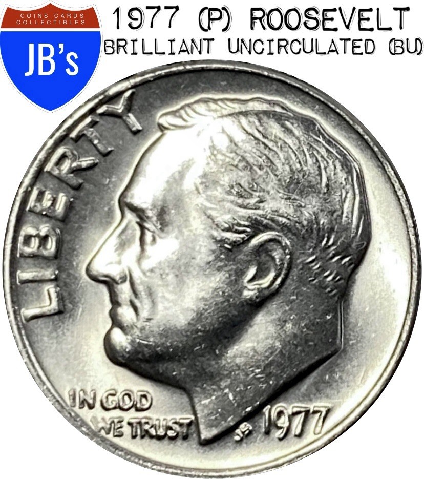 1977 (P) Roosevelt Dime 10c - BRILLIANT UNCIRCULATED (BU)