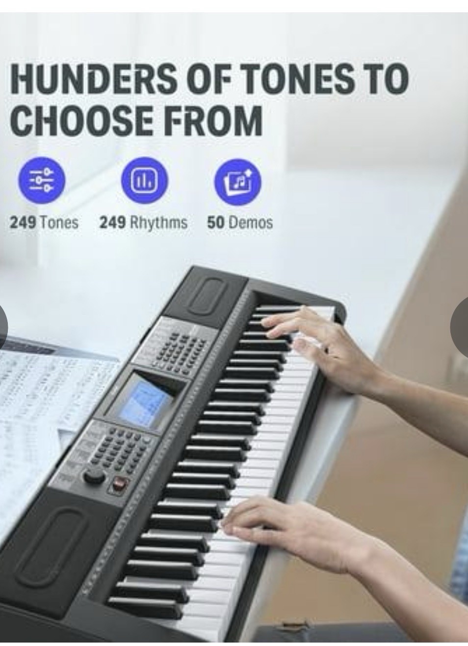 Donner DEK-610 61 Key Electronic Keyboard Piano Beginner/Professional - Black