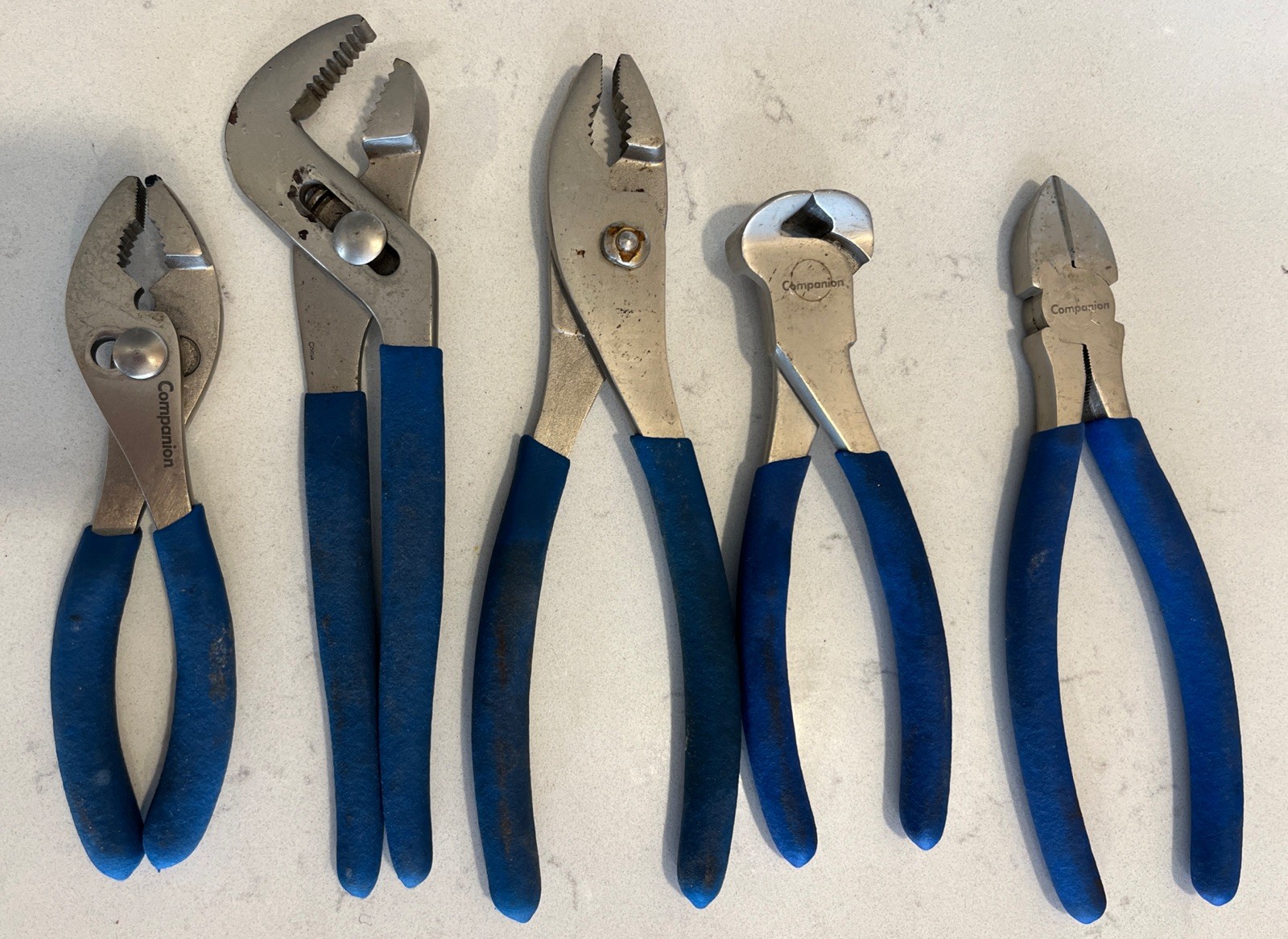 Companion 5pcs Pliers Set Snips Adjustable Wrench
