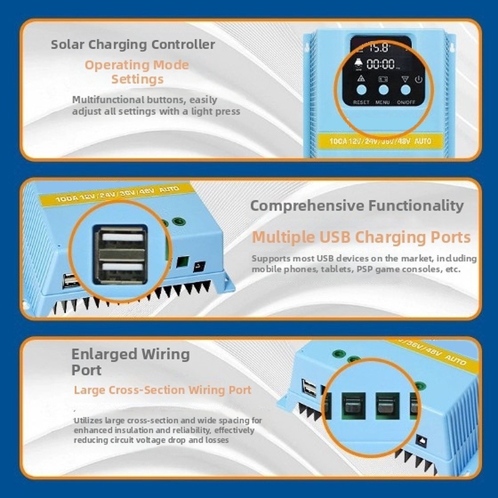 12V 24V 36V 48V Solar Charge Controller with For Intelligent Operating Modes