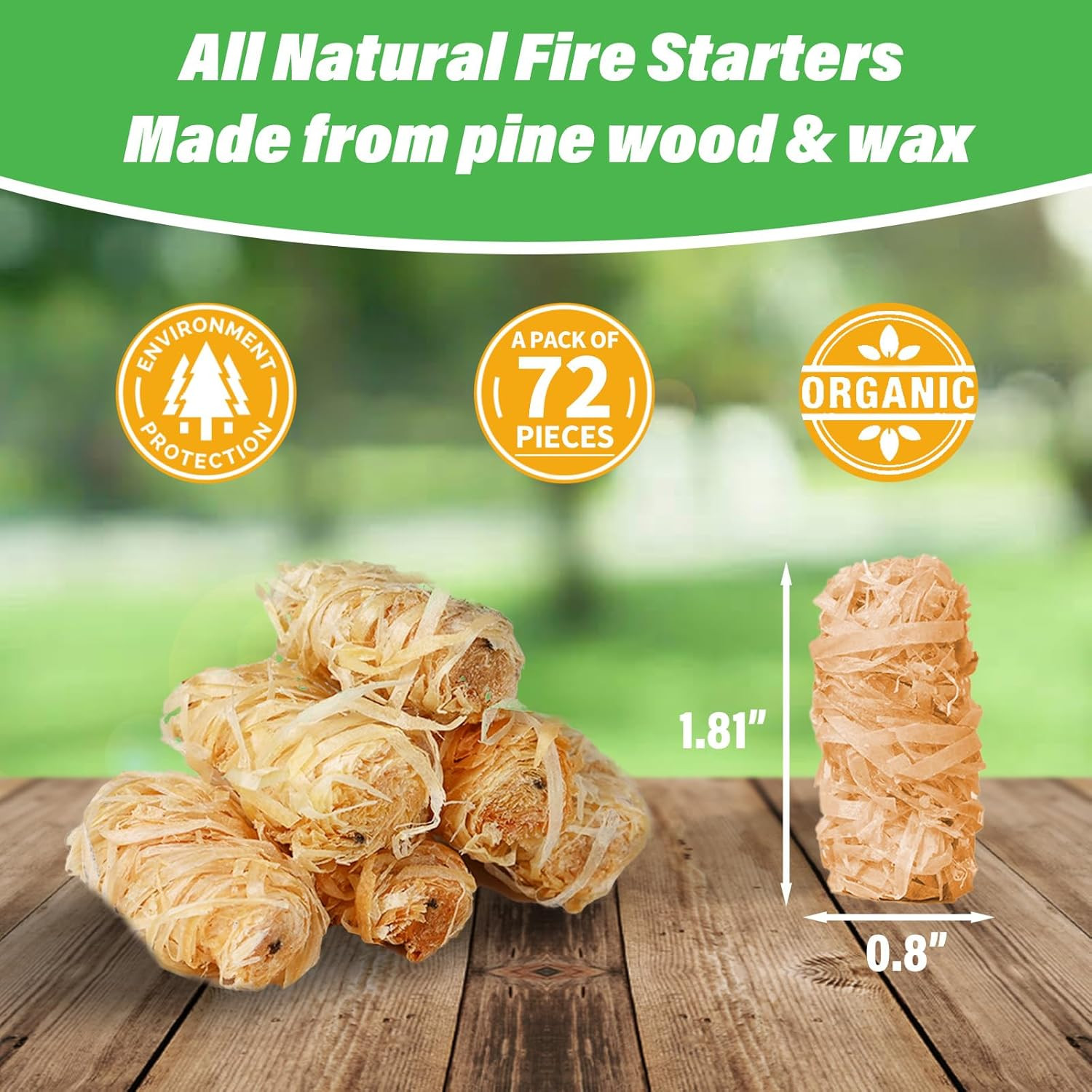 Natural Fire Starters for Grills: Premium Waterproof Quick Firestarters Sticks |