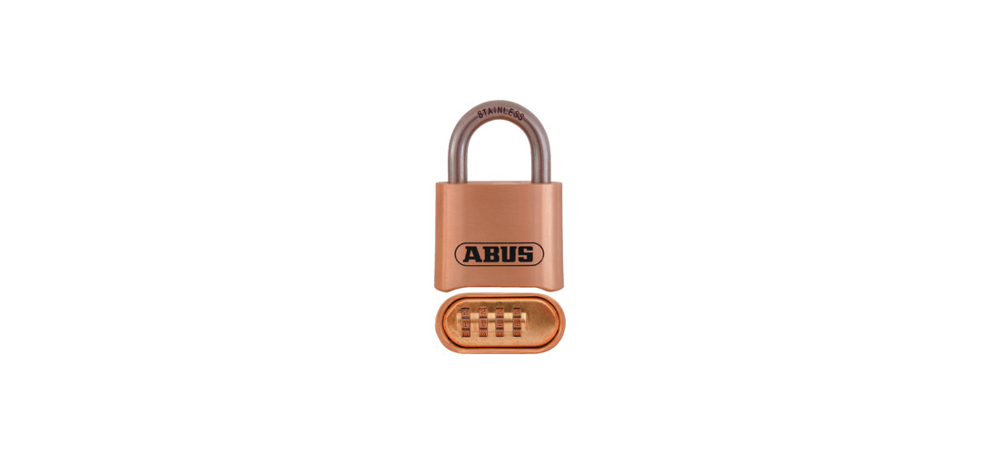 4 Wheel Dial, Resettable Combo Padlock, 2" Wide, Solid Brass Body, Shackle -