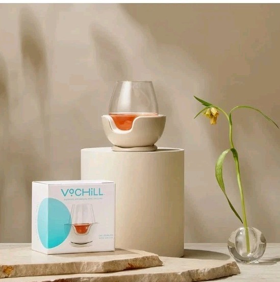 VoChill Stemless Wine Chiller Sand Refreeze & Reuse Fits Most Glasses Magnetic