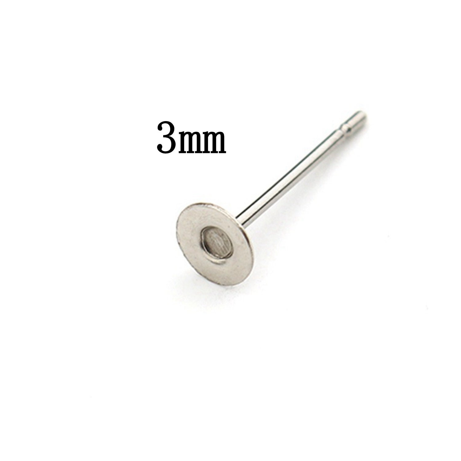 120PCS(60 Pairs), 3mm Stainless Steel Stud Earrings Post Backing LSE37-3mm