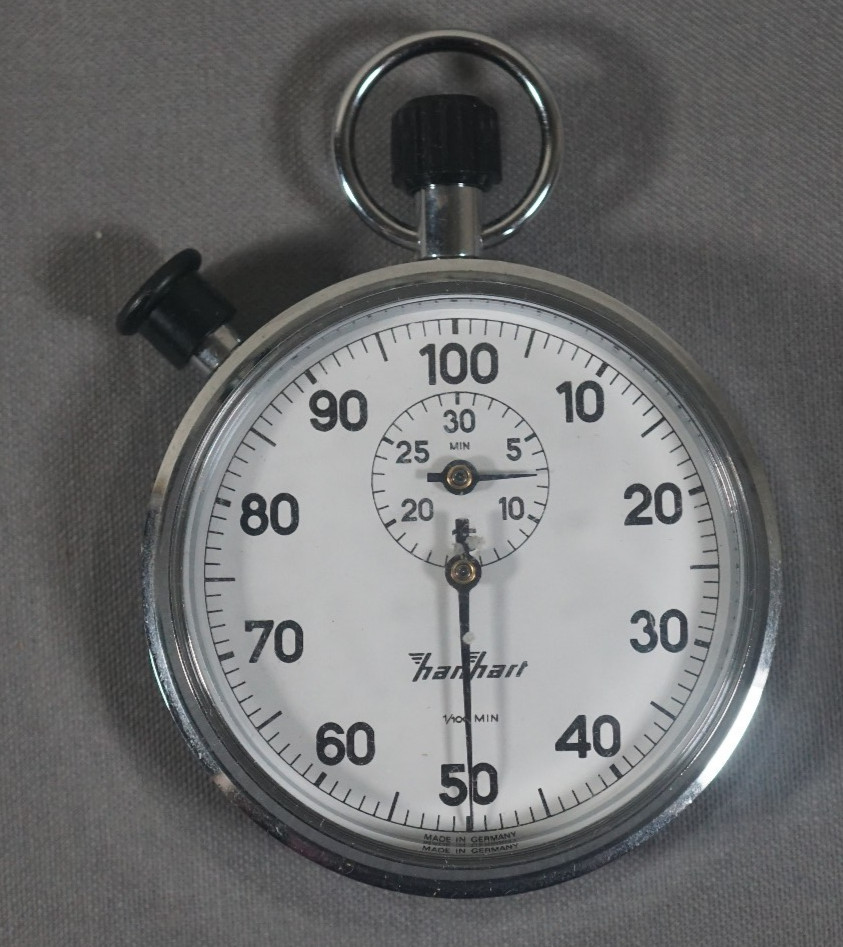 Vintage Hanhart Mechanical Stopwatch 1/100 Min - Made in Germany 7 Jewel